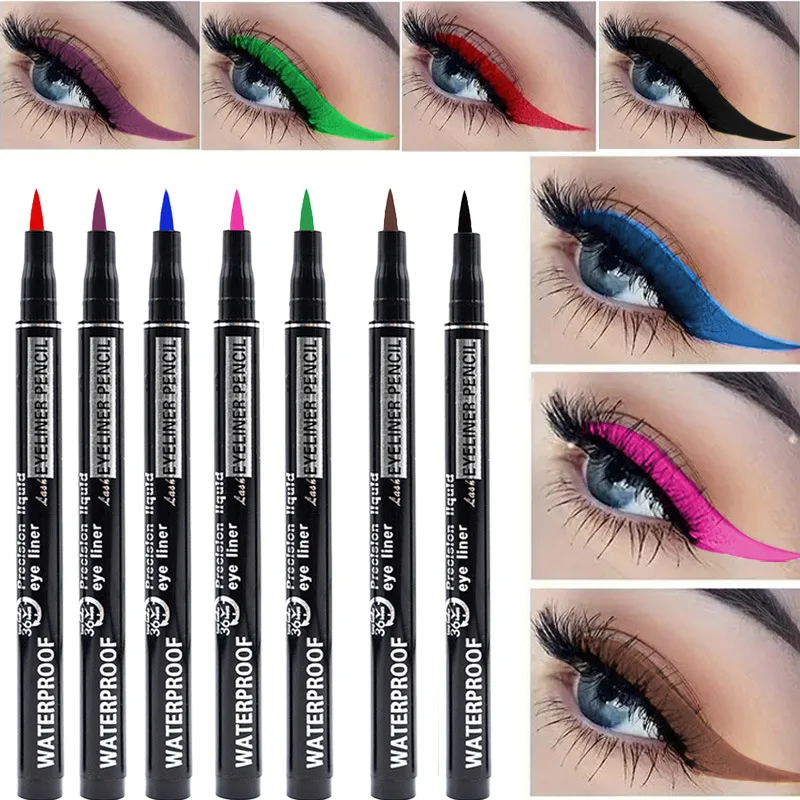 ปากกาอายไลเนอร์ชนิดน้ําที่มีความแม่นยําสีสันสดใส 1 ชิ้น - กันน้ําติดทนนาน Smudge-proof สําหรับผู้เริ่มต้น