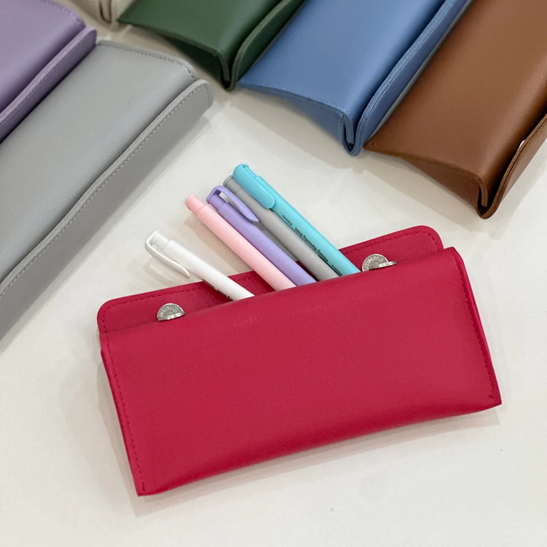 Versatile all-around leather pencil case College student Middle School student leather pencil case Pau