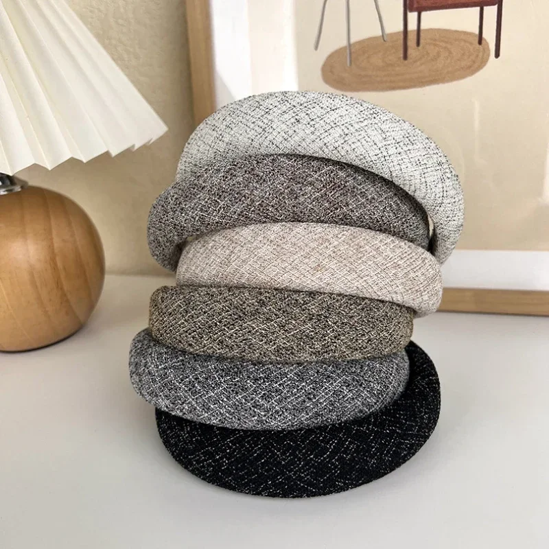UXSL nowe kobiety Retro eleganckie kratki szerokie Hairbands dziewczyna słodkie włosy udekoruj pałąk gąbka obręcz do włosów moda dzikie włosy akcesoria — zdjęcie 2