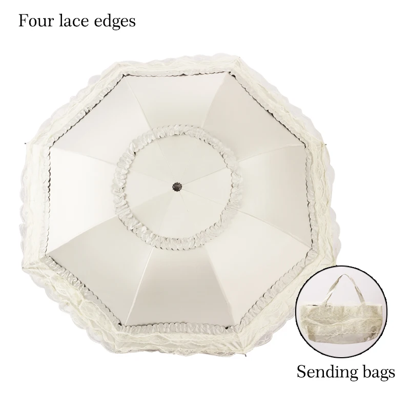 Lace umbrella，Four lace edges，umbrella for women，wind and water resistant umbrella，rain umbrella，Folding umbrella