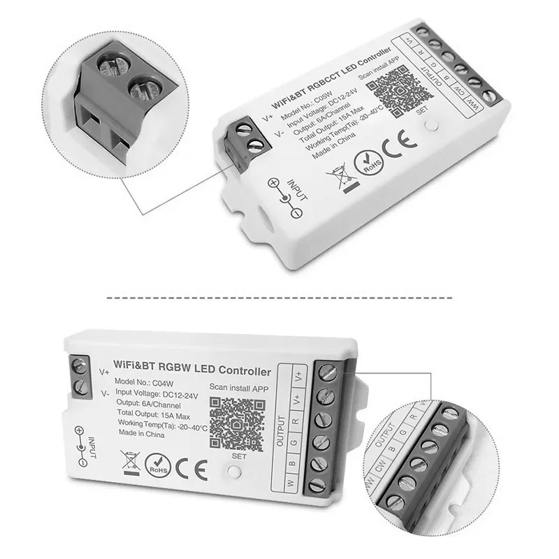 Tuya WiFi BT Controller LED Bluetooth DC12-24V Alexa Google Home Controllo vocale RGB RGBW CCT Striscia LED Smart Dimmer RF Remote