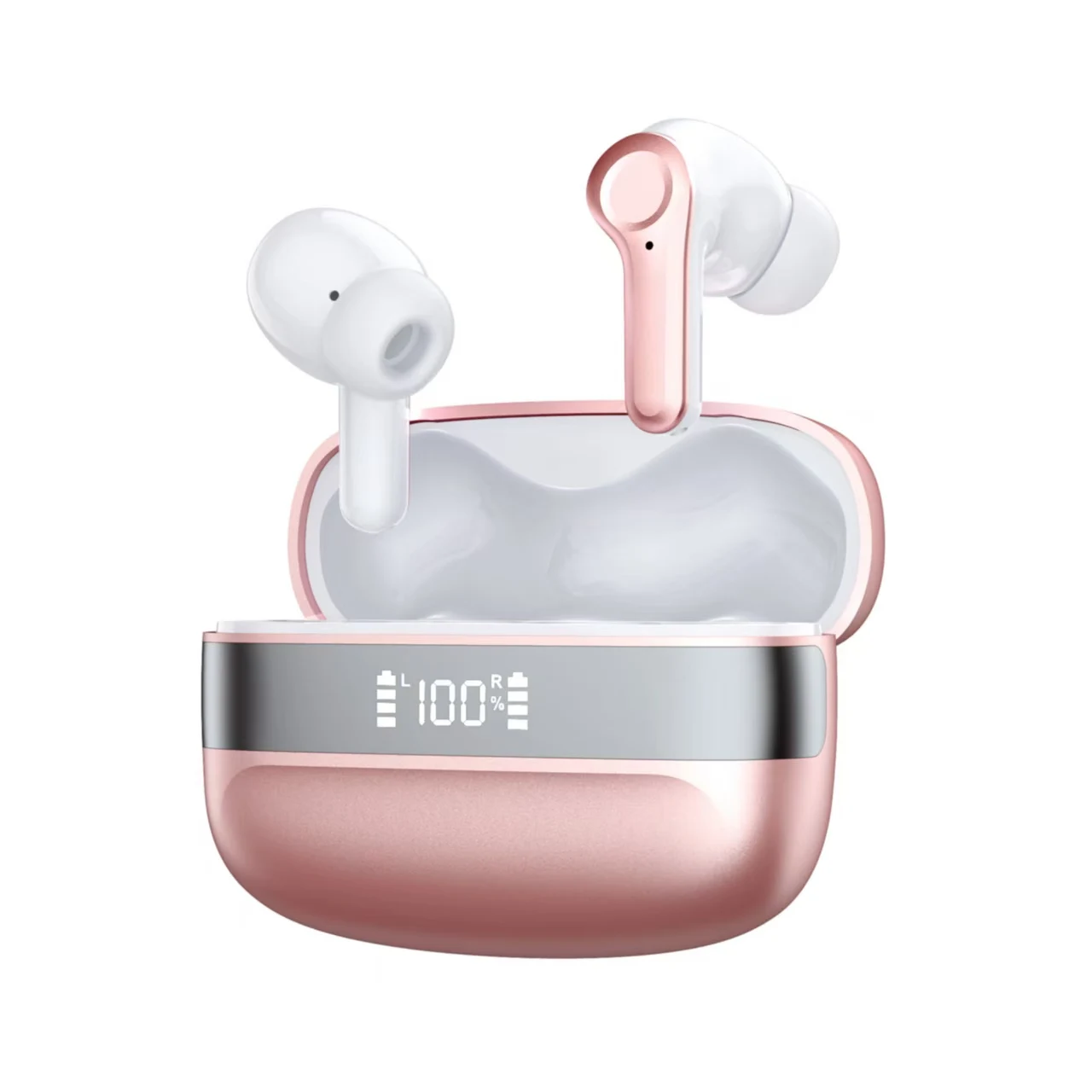 Bluetooth 5.4 draadloze oordopjes, TWS stereo-oordopjes met LED-batterij-indicator, aanraakbediening, handsfree en oplaadcase met USB-C.