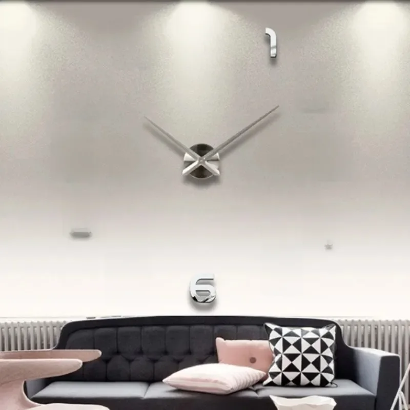 Nowoczesny Design Duży Zegar Ścienny 2D DIY Zegar Kwarcowy Modny Zegarek Akrylowe Naklejki Lustrzane Dekoracja do Salonu Domu — zdjęcie 2