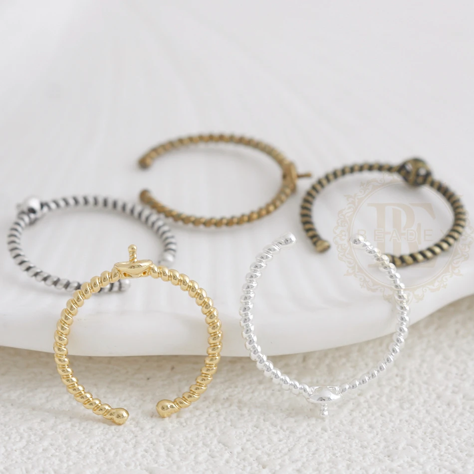 DIY Supply-One Piece Premium Plated Brass Ring Base - Finger Ring with Setting - 22.4x1.5mm (4922C-5)