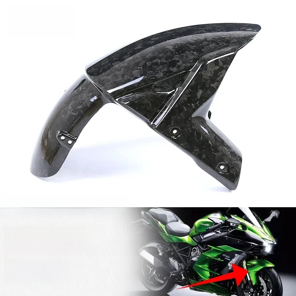 Motorcycle Carbon Fiber Voorspatbord Spatbord Hugger Flap Splash Voor KAWASAKI NINJA H2 SX H2R Z1000 Z800 Z600 ZX-10R ZX6R - afbeelding 2