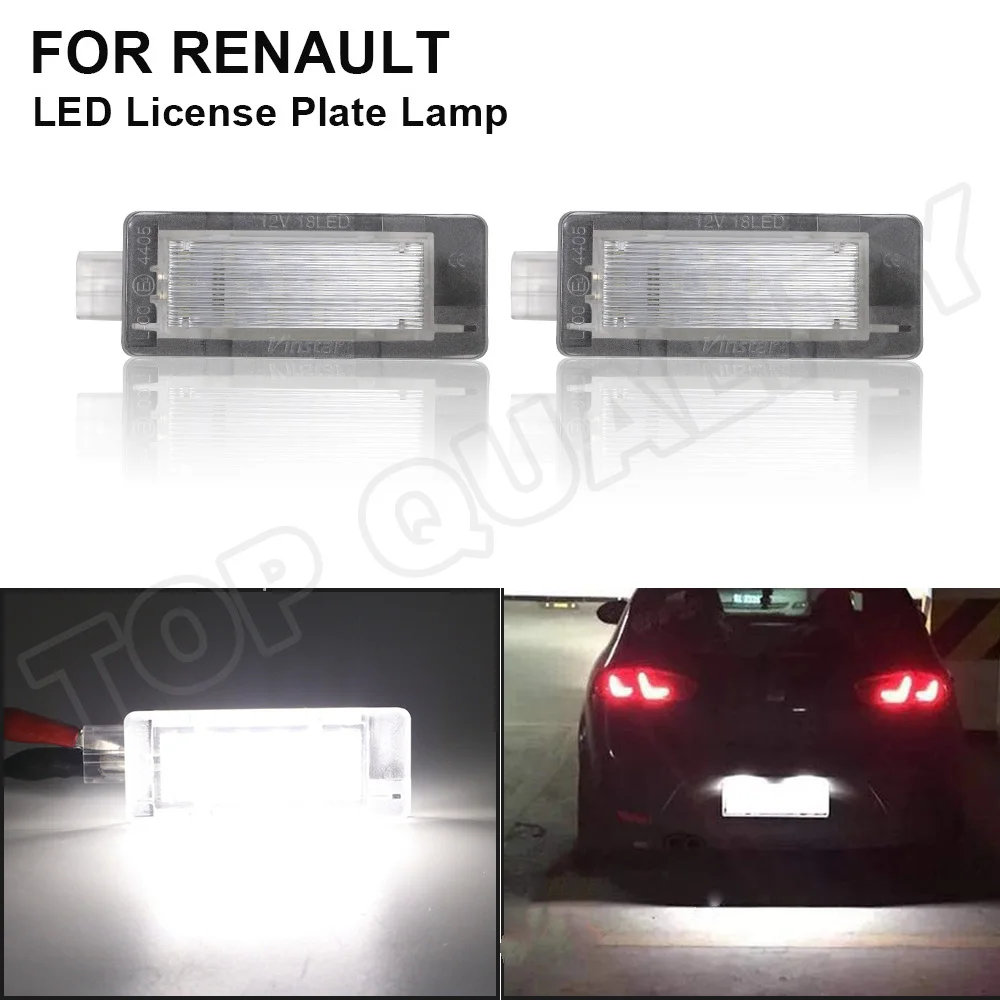 

For Renault Espace Scenic MK2 MK3 Laguna Sport Tourer 2 3 Captur Fluene Latitude Modus Zoe 2Pcs LED License Number Plate Light