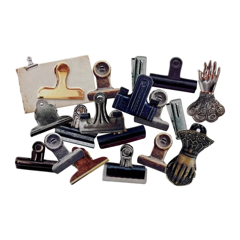 19 Stück Vintage Timholtz Wind gesprenkelt Clip Dame Hand Material DIY Scrap booking Junk Journal