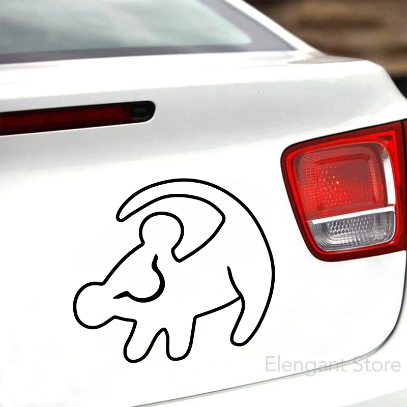 Black White Solid & Outline Lion King Logo Car Window Decals Baby Simba Drawing Waterproof Vinyl Sticker Laptop Decor