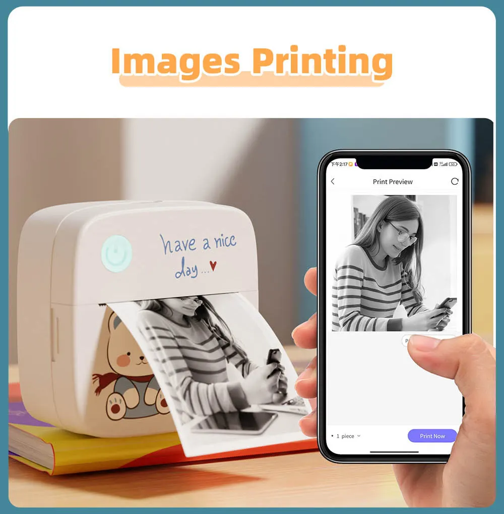 B1 Printer Mini portabel, Printer saku foto portabel 57mm Printer Bluetooth Android IOS nirkabel cetak untuk ulang tahun anak