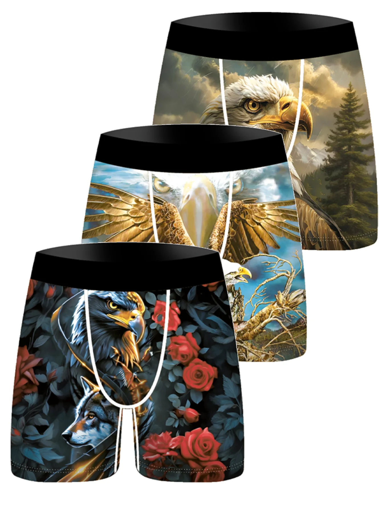 

3Pcs Men Underwear Boxers Flame Man Boxershorts Breathable Men's Panties Lingerie Men Boxer Briefs Underpants