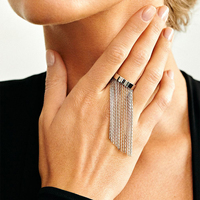 Uworld Waterproof Stainless Steel Metallic Chain Tassel Ring New Design Unisex Jewelry Party Gift 2024