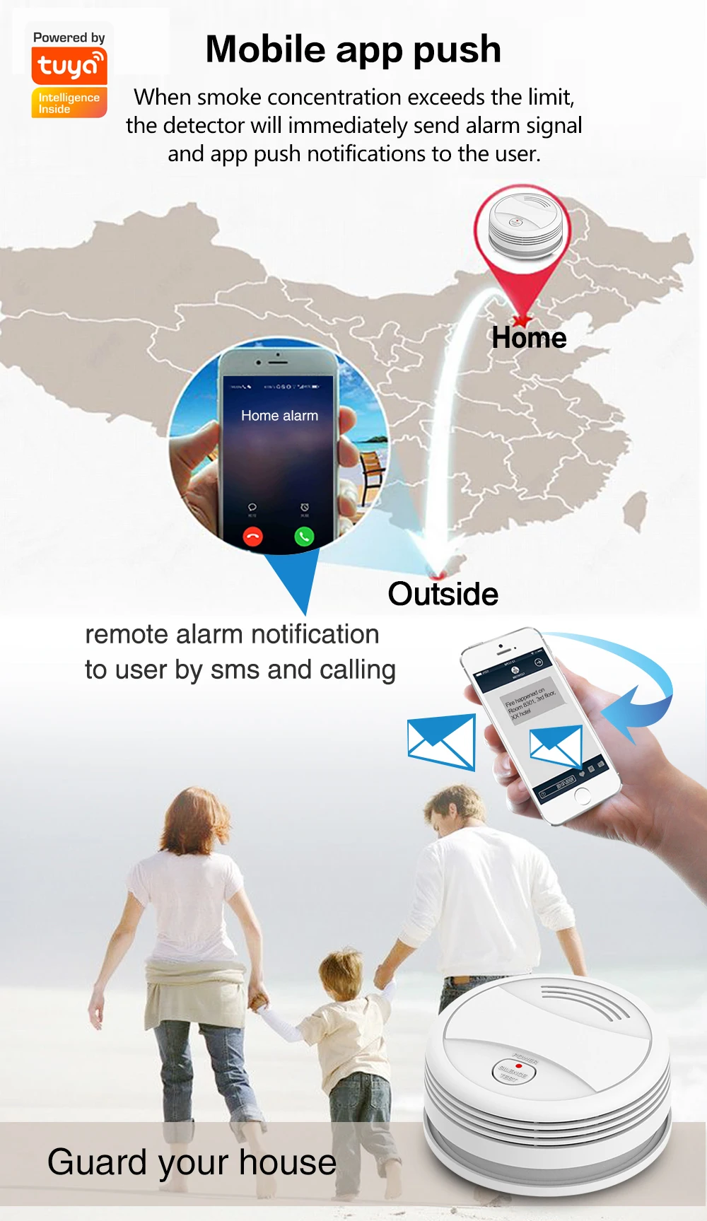 Independent Smoke Detector Sensor Fire Alarm Home Security System Firefighters Work With Tuya WiFi Smoke Alarm Fire Protection