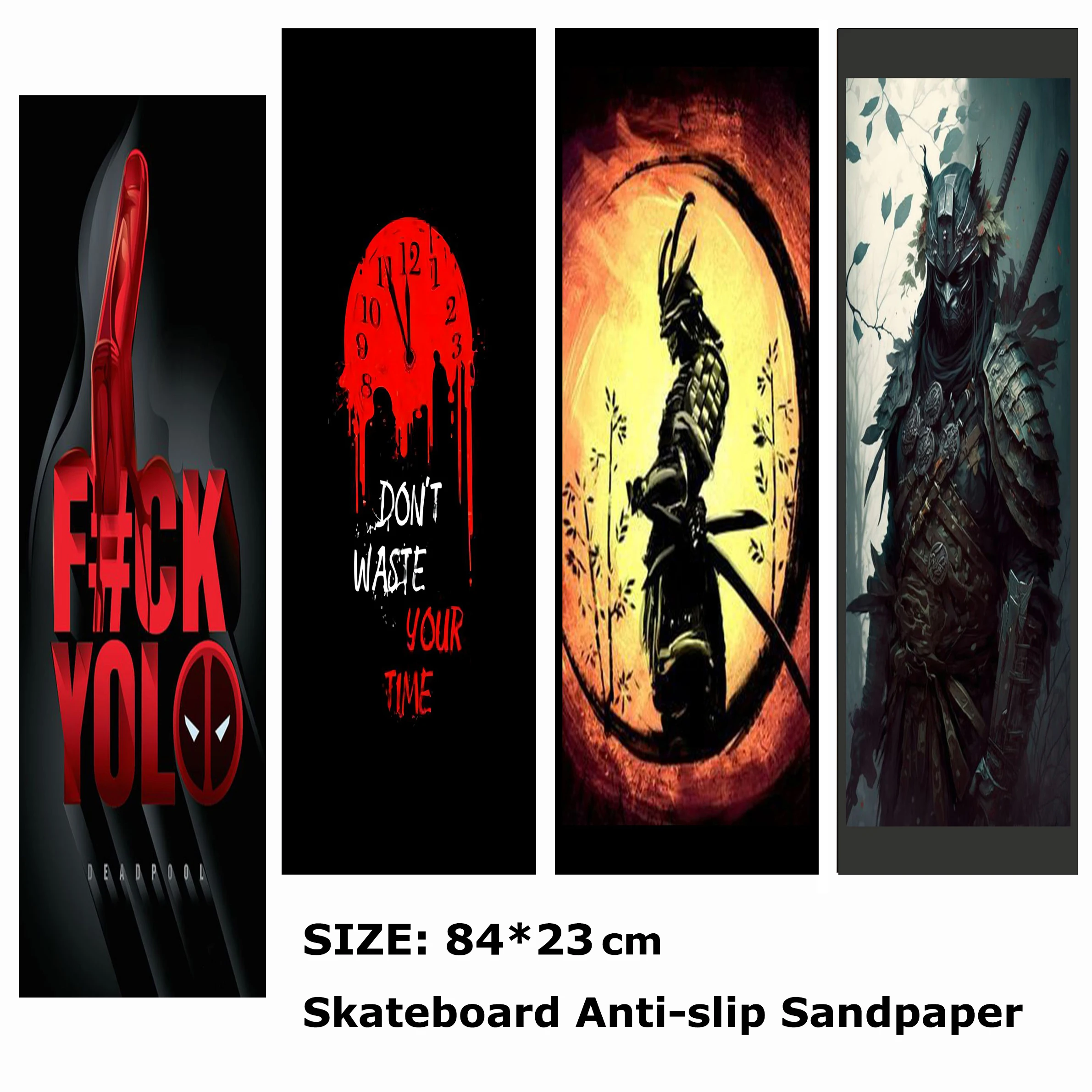 Red Melting Clock Pattern Electric Scooter Anti-slip Sticker Sandpaper Skateboard Grip Tape Sheet 84*23cm