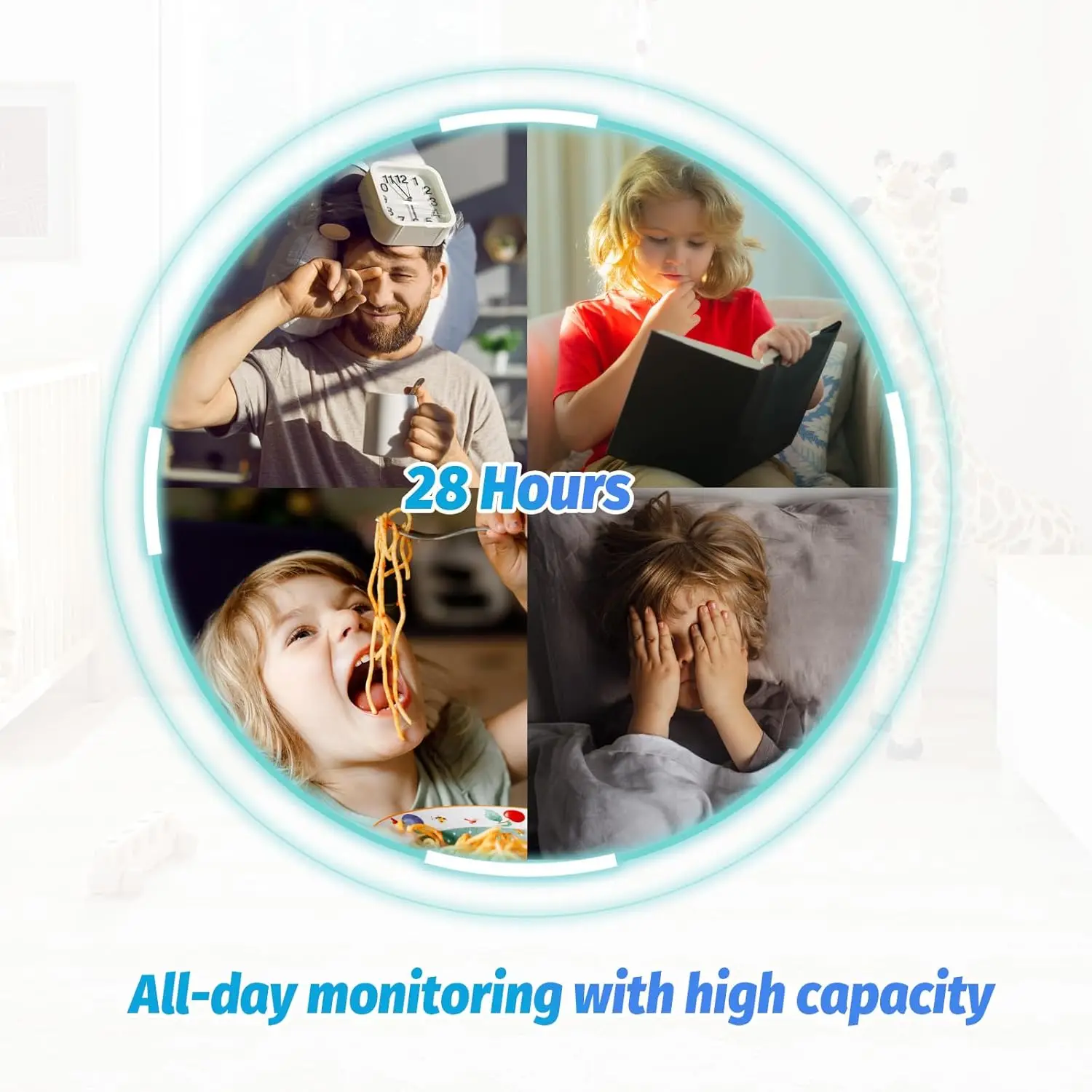 Baby Monitor Camera Audio 5 Inch Screen 28 Hours Battery Video Camera Night Vision 2-Way Talk Lullabies Baby Nanny Security Cam