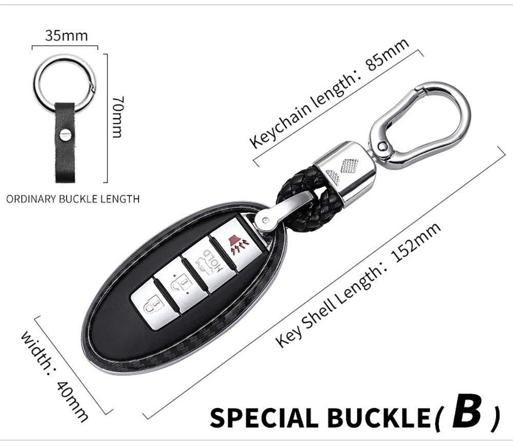 

1PCS Premium Carbon Fiber Texture Key Shell for Nissan - Full Enclosure, Durable Protection with Stylish Design