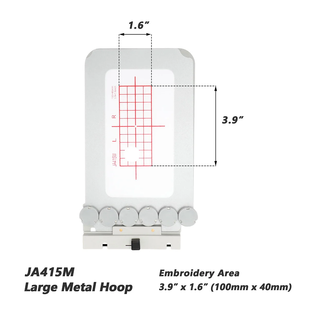 JA415M Metal Mighty Magnetic Hoop 3.9x1.6inch 100x40mm for Janome Memory Craft 400E/500E/550E Elna eXpressive 830