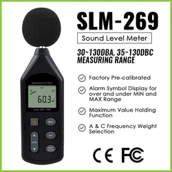 Digital Sound Level Meter Decibel Noise Tester 30~130dBA Audio Volume Factory Pre-C A C Frequency With Sponge Ball