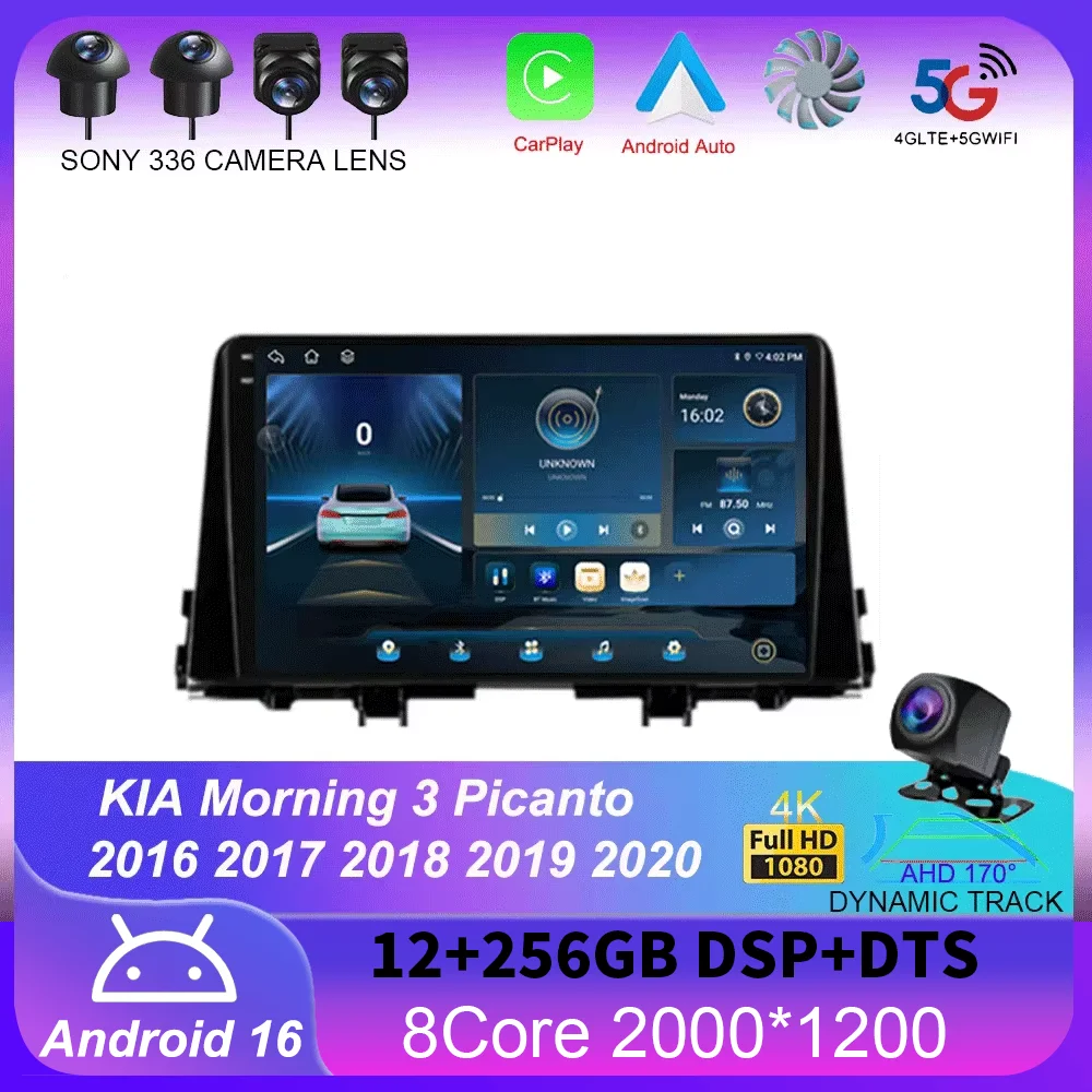

9 Inch Car Multimedia Player for KIA Morning 3 Picanto 2016 2017 2018 2019 2020 Android 16 Car Stereo Car Radio GPS Carplay Auto