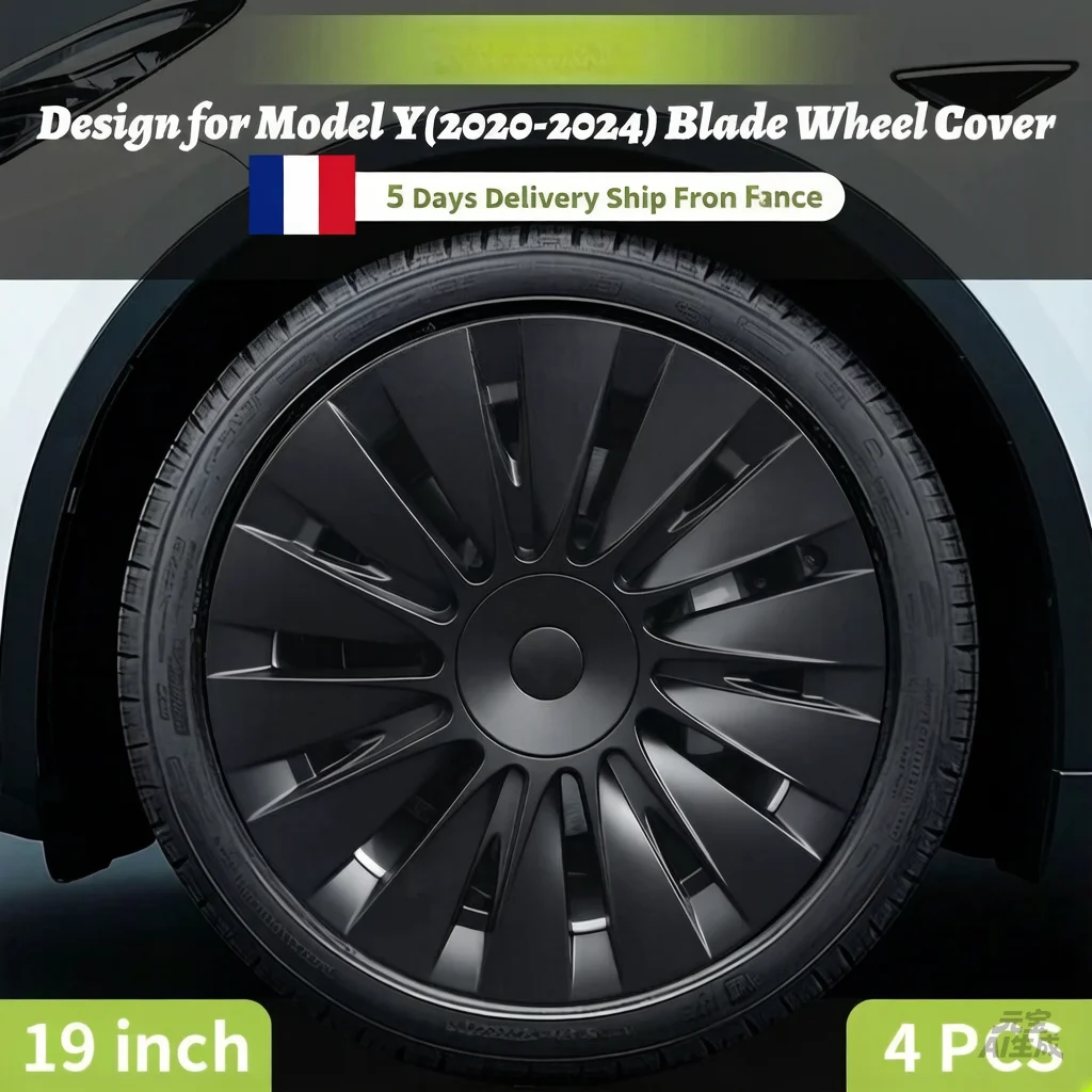 Lot de 4 enjoliveurs de roue pleine largeur de 19 pouces pour Tesla Model Y 2020-2024, accessoires automobiles