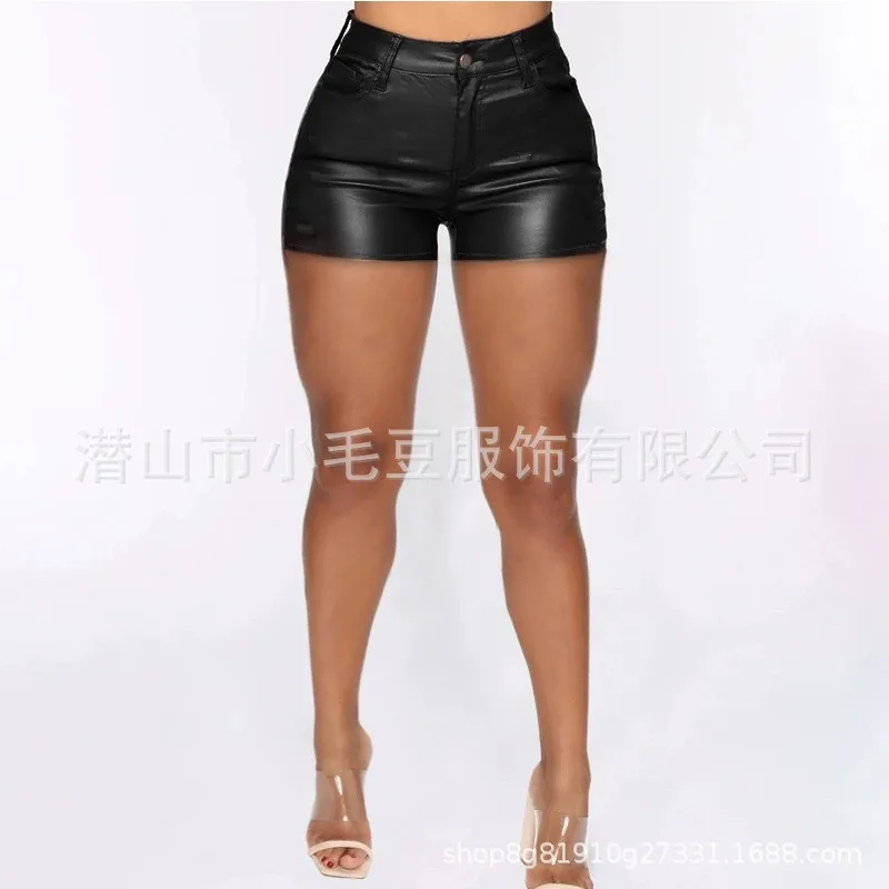 High Waist Zipper Shorts Slim Fit Edgy Street with Slight Stretch Regular Thickness Three Quarter Length Patchwork Women Shorts
