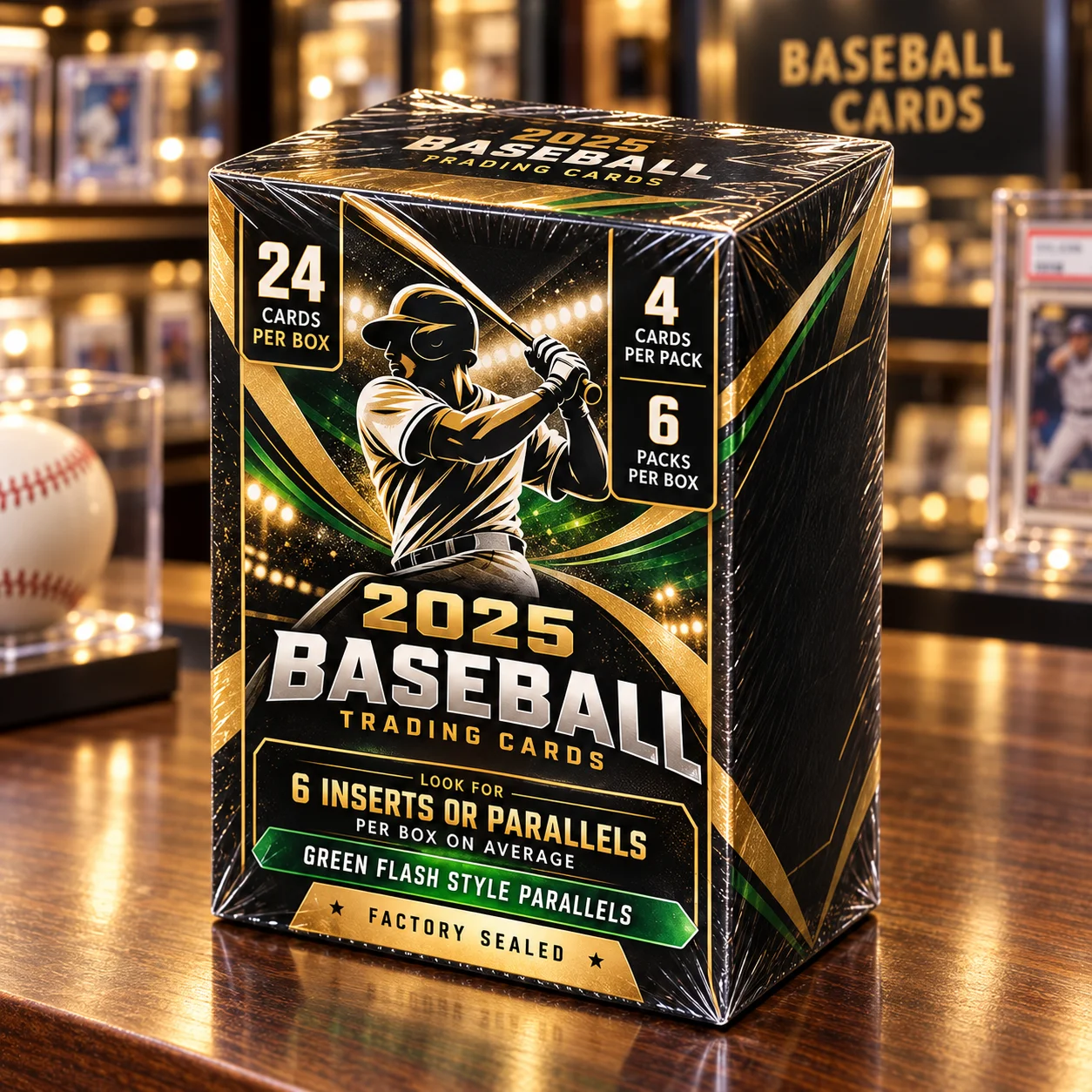 2025 Baseball Trading Card Blaster Box, Factory Sealed Baseball Card Collection with 24 Cards, 6 Packs with 4 Cards Per Pack, Includes Parallel and Insert Style Cards, Collectible Hobby Cards for Baseball Fans and Collectors