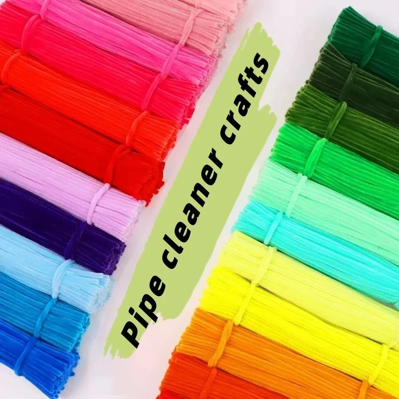 100-delige pijpreinigers chenille-steel, effen kleur pijpreinigers set voor pijpreinigers doe-het-zelf kunst ambachten decoraties - afbeelding 2
