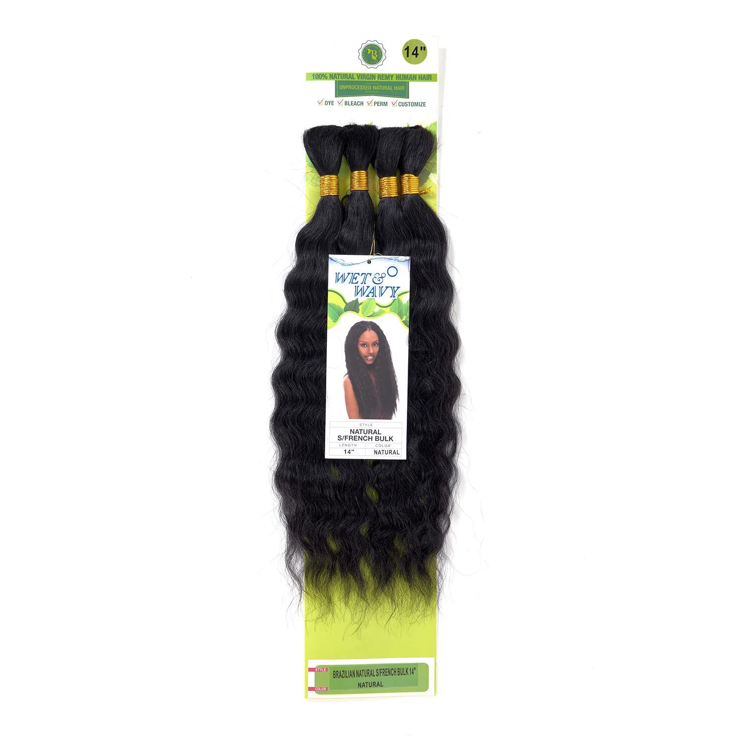 

Janet Collection Wet N Wavy Необработанные волосы Virgin Remy Super French Bulk 4 шт. (14-24 дюйма) — натуральные, влажные французские волны