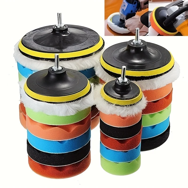 3/4/5inch CarPolishing Disc 8Pcs/Set Self-Adhesive Buffing Waxing Sponge Wool Wheel Polishing Pad For Car Polisher Drill Adapter