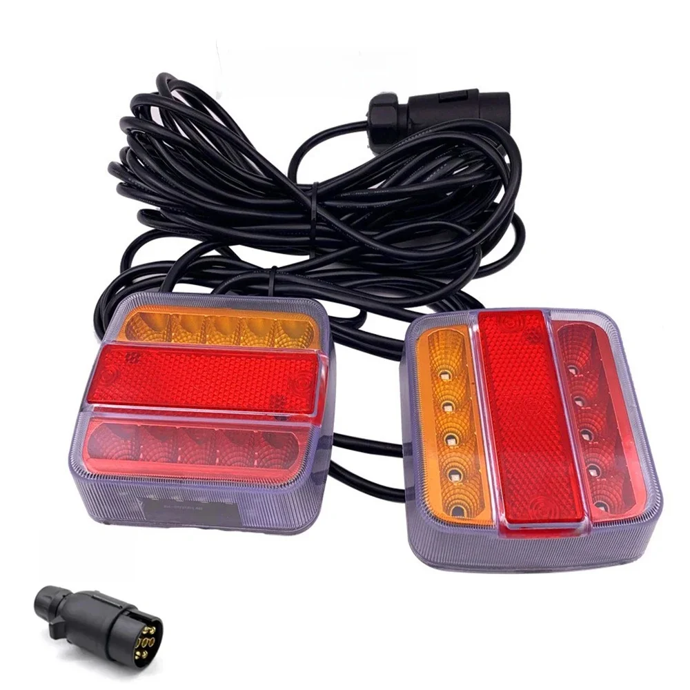 2 sztuki/zestaw 12V tylne światło holownicze 16 LED 10m kabel 7 pinów uniwersalny hamulec stop lampa tablicy rejestracyjnej wodoodporna — zdjęcie 2