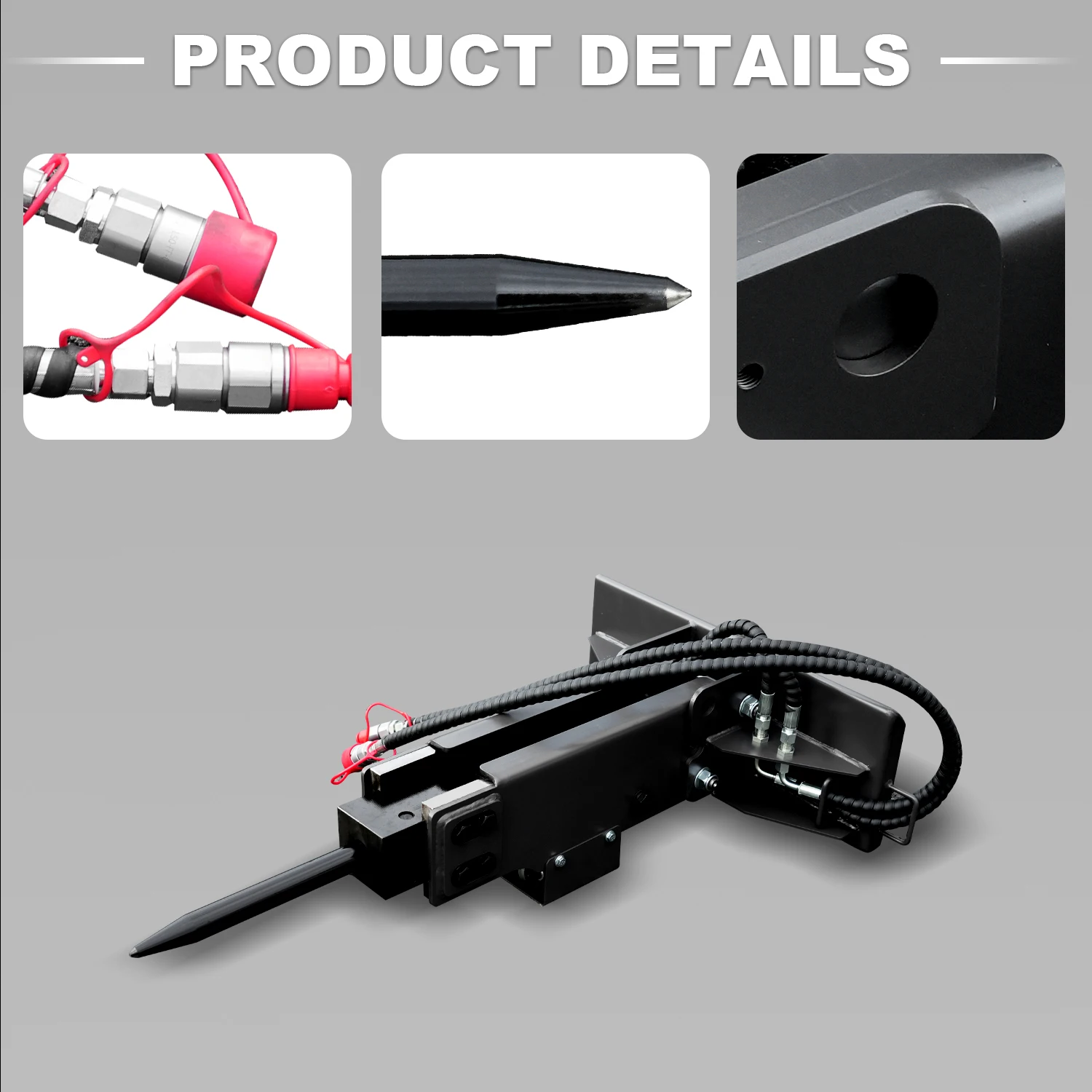 يتمتع مطرقة قواطع ملحقات الجرافة ذات الفولاذ المقاوم للصدأ بقوة تأثير قوية ومناسبة لعمليات سحق الصخور والخرسانة