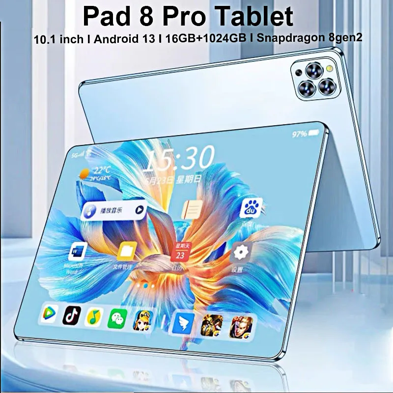 

New Pad 8 Pro Tablet Original 10.1 inch Android 13 Snapdragon 8gen2 Global 16GB+1024GB 10000mah 5G Dual SIM WIFI HD Full Screen