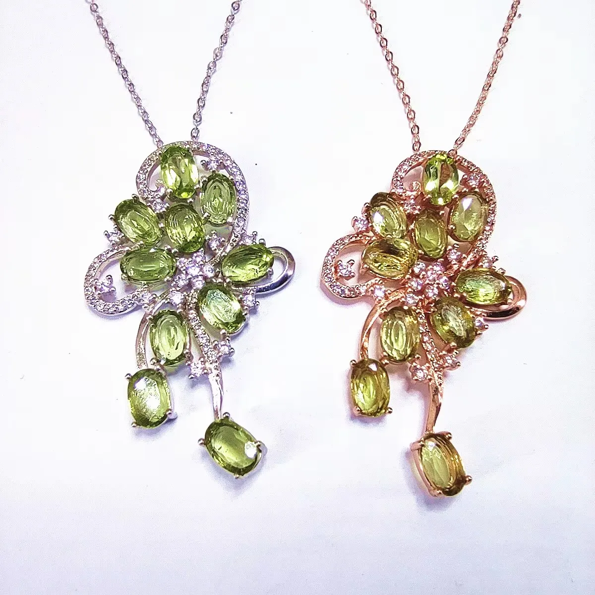KJJEAXCMY Girl 4x6mm Olivine Tassel Pendant 925 Pure Silver Plated Platinum Rose Gold Wyprzedaż, prezent dla dziewczyny Chrystusa