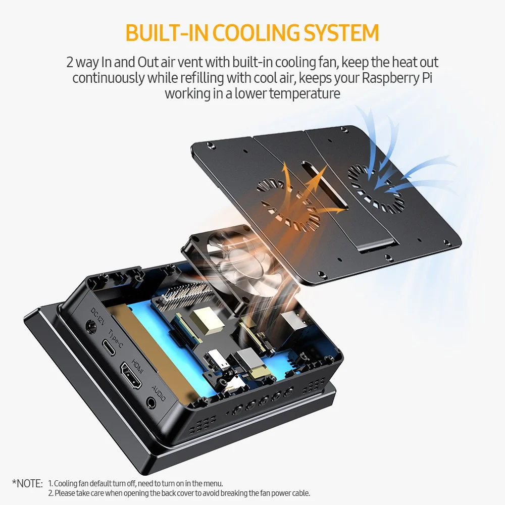 Raspberry Pi Case with TouchScreen & Fan EVICIV UPi B7 Portable Monitor RasPi 4 Touch Screen USB C HDMI RPi Display Rasberry Kit