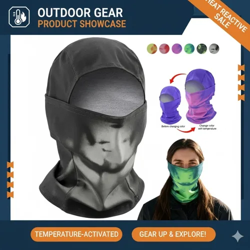 Imagen 2 del producto Pasamontañas reactivo por calor Unisex, máscara de esquí que cambia de Color sensible a la temperatura, envoltura para la cabeza completa, motocicleta para senderismo y ciclismo