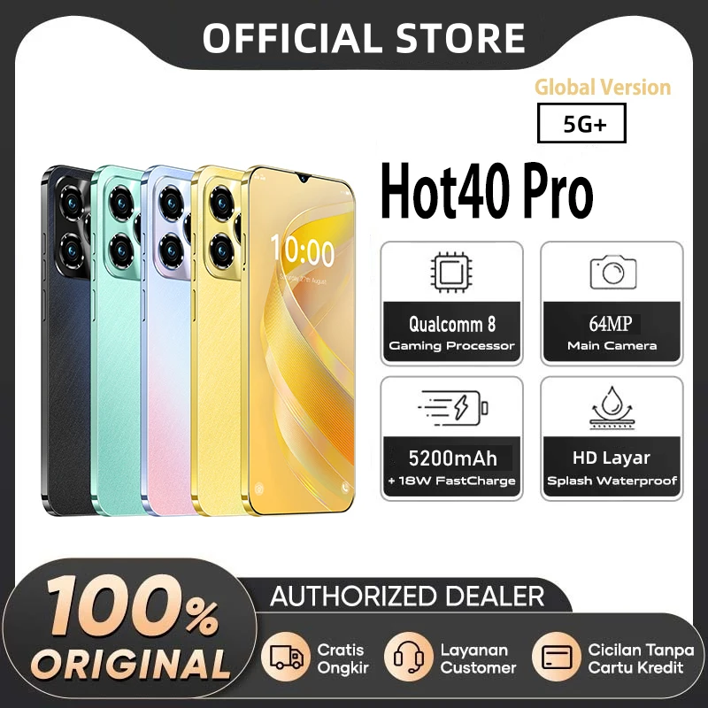 Global Vesion Hot40 Pro Mobile Phone 6.8“ HD SmartPhone 8G+256G 5G Dual Sim Celulares Android Unlocked 64MP 5200mAh Cell Phone