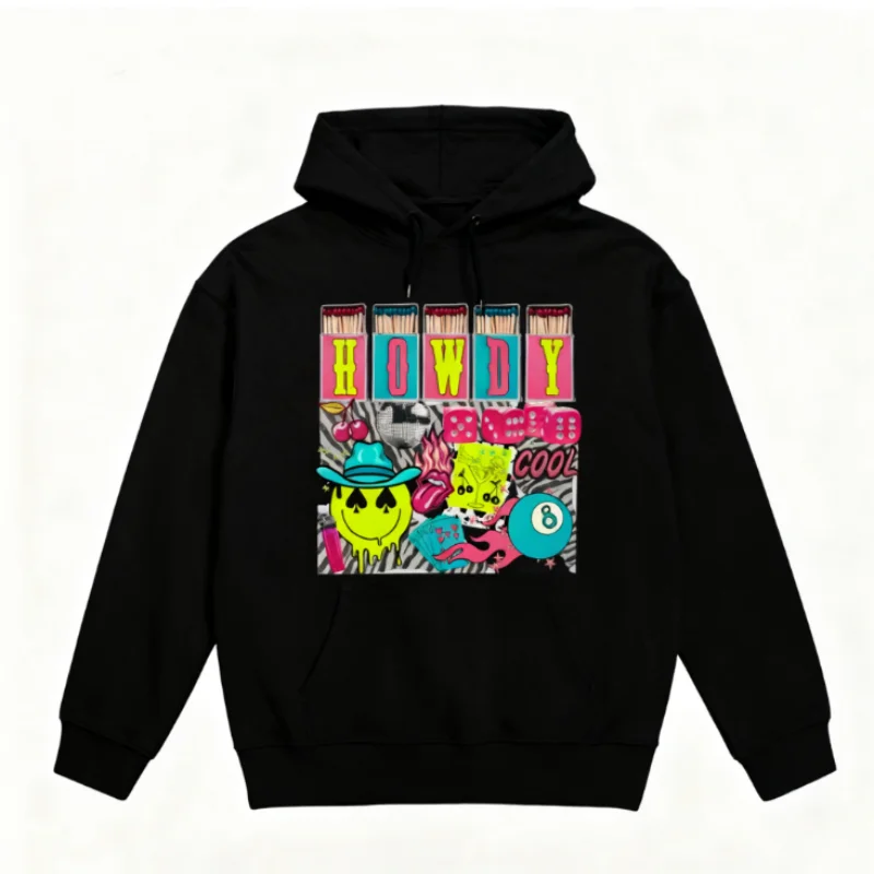 

Howdy Cool неоновая рубашка с коллажем, винтажные толстовки с круглым вырезом, наряд в стиле вестерн, женская одежда в стиле пастушки, одежда в стиле вестерн, топы