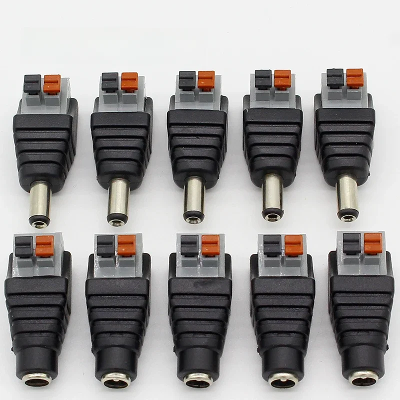 5 sztuk DC męskie + 5 sztuk DC żeńskie złącze 2,1 * 5,5 mm DC Power Jack Adapter Wtyczka Złącze do 3528/5050/5730 jednokolorowych taśm LED — zdjęcie 2
