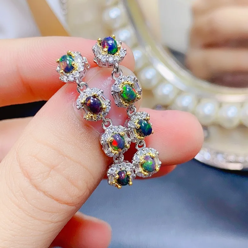 

Бутик ювелирных изделий KJJEAXCMY, женские серьги из чистого натурального черного опала, инкрустированные серебром 925 пробы, подарок для подруги