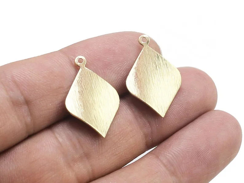 20pcs Textured Rhombus Brass Charms, Dangling Earring Charms, 23.4x16x0.7mm, Necklace Pendant, Jewelry Making R2212