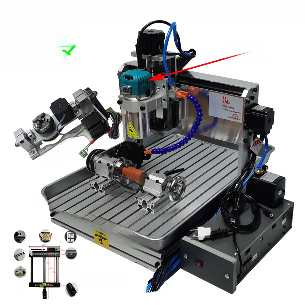 Mini Square Linear Guide 6040 5 Achsen 1500 W USB CNC Maschine 3040 4 Achsen Metall Holz Router für