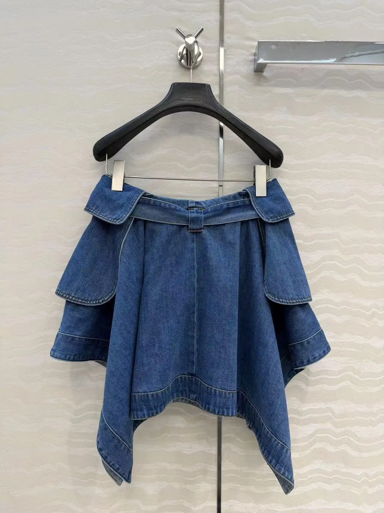 

Модная джинсовая женская юбка нестандартного дизайна, синяя, в стиле ретро, на шнурке, повседневная, А-силуэт, высококачественная одежда M1S