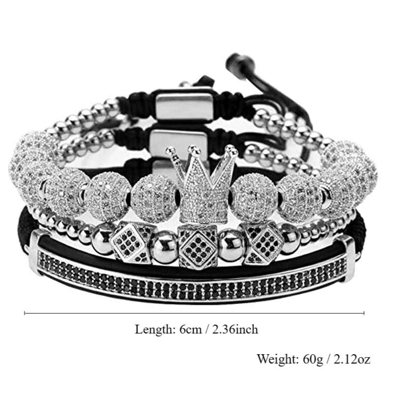 Fashion Niche Design Hip hop Street Style Men\'s Crown Bracelet Set