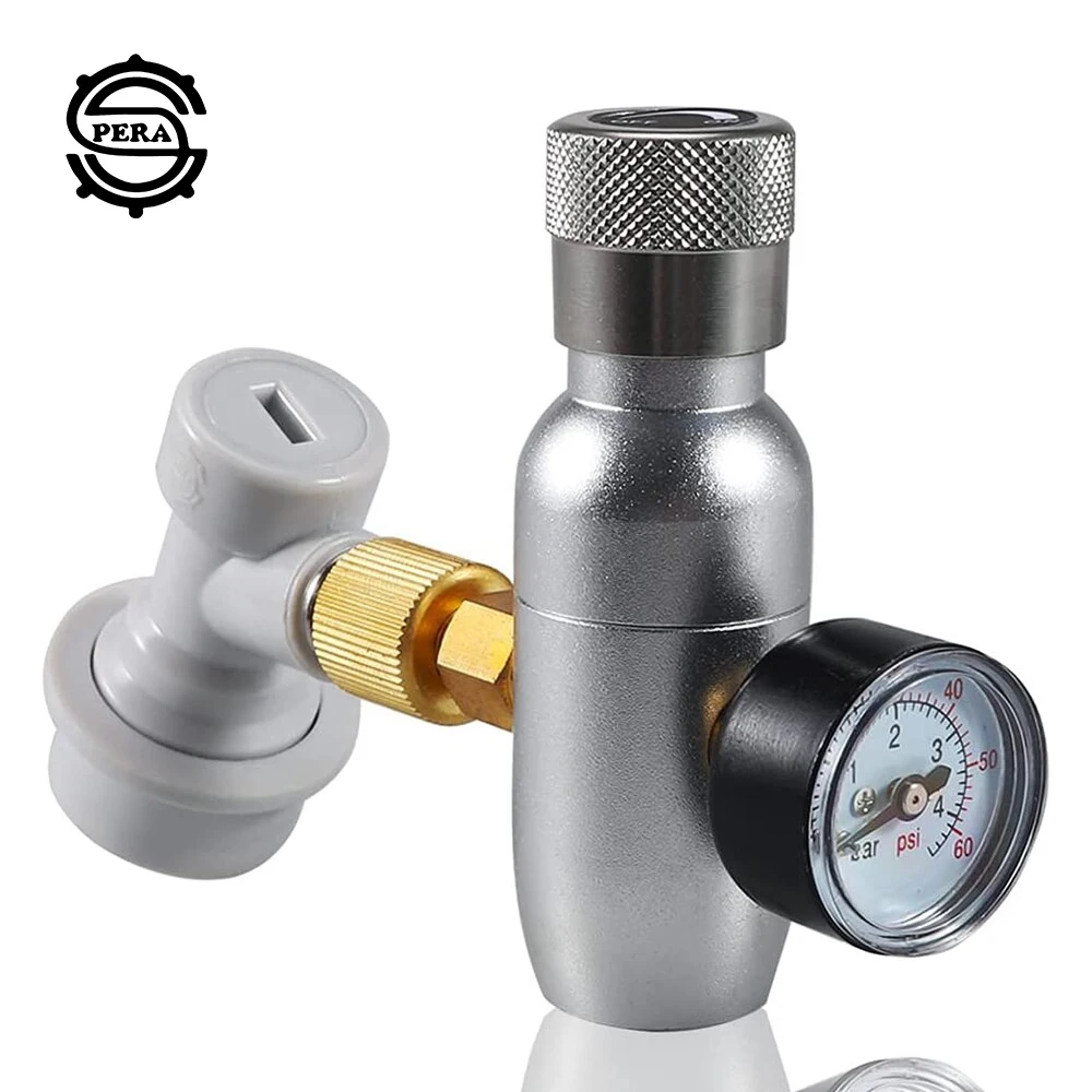 Beer Keg Charger CO2 Dispenser 0-60 PSI Mini Keg Regulated CO2 Charger Kit Mini Beer Barrel Regulator Accessory