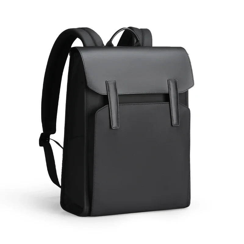 Mark Ryden Klassieke zakelijke werk zwarte lederen rugzak 15,6 inch laptop waterdichte tas schooltassen zakelijke rugzak voor heren - afbeelding 2