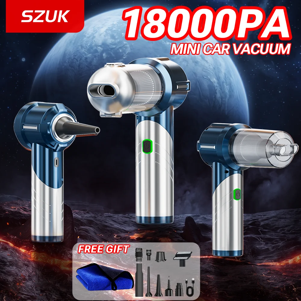 SZUK New Mini Car Vacuum Cleaner 180000PA Strong Suction Foldable Handheld Cleaning Machine Portable Wireless Vacuum Cleaner