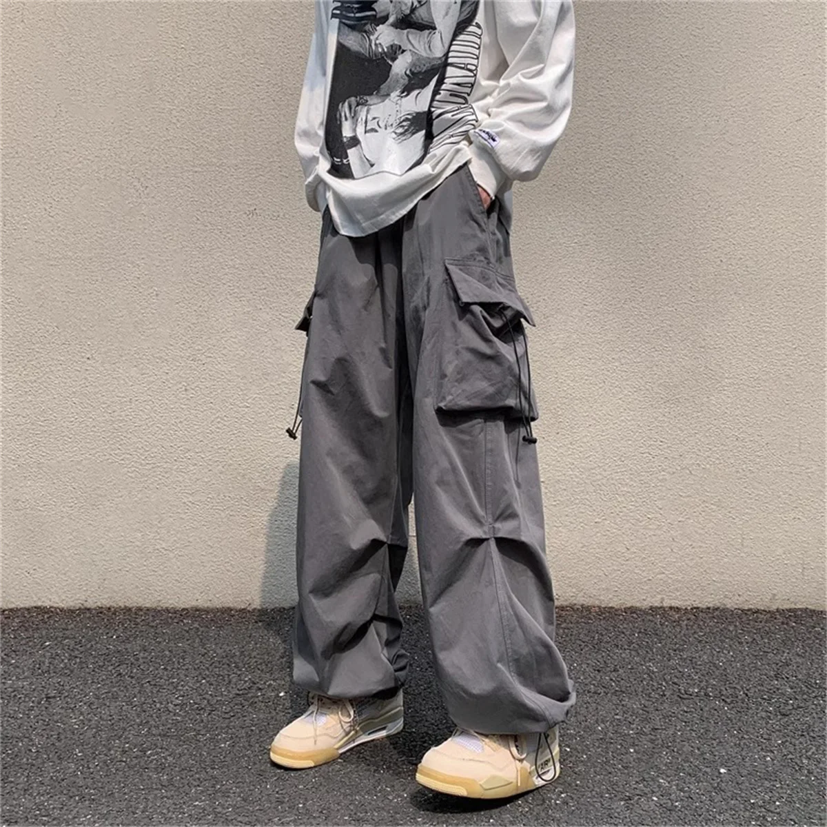 Summer Men's Workwear Pants, European and American Men's Loose Straight Casual Pants, Men's Workwear Hip Hop Pocket Pants Women