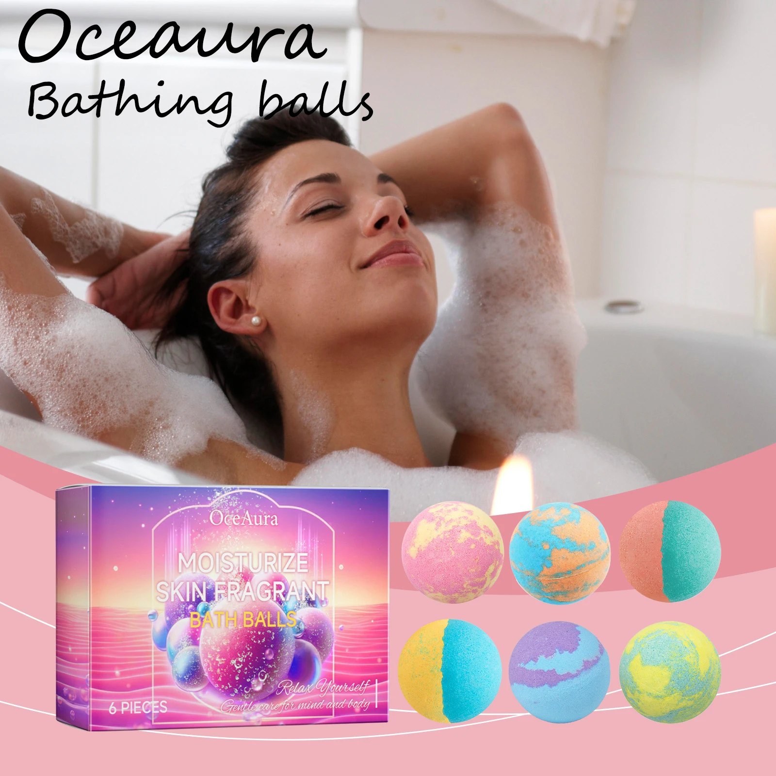 Oceaura Body Shower Ball Lasting Floral Fragrance Deeply Cleaning Dirt Relaxing Body Relief Fatigue Colorful Foam Bathing Balls