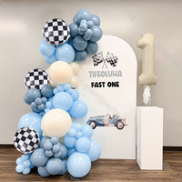 102/103pcs Boys Racing Theme Birthday Party Blue Balloon Arch Set Latex and Foil Balloon Chain Games Party Supplies Baby Shower