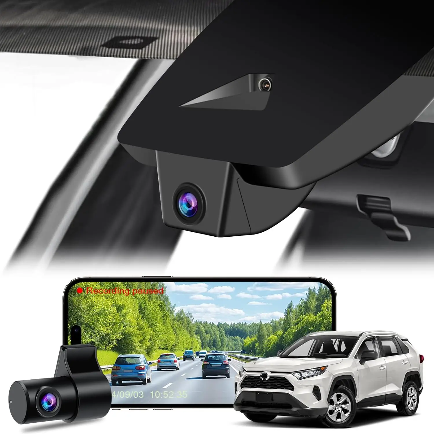 

Front 4K & Rear 1080P Dash Cam for Toyota RAV4 2022 2023 2024 2025 LE Limited SE Adventure XLE Premium XSE (Model B) with Vent H