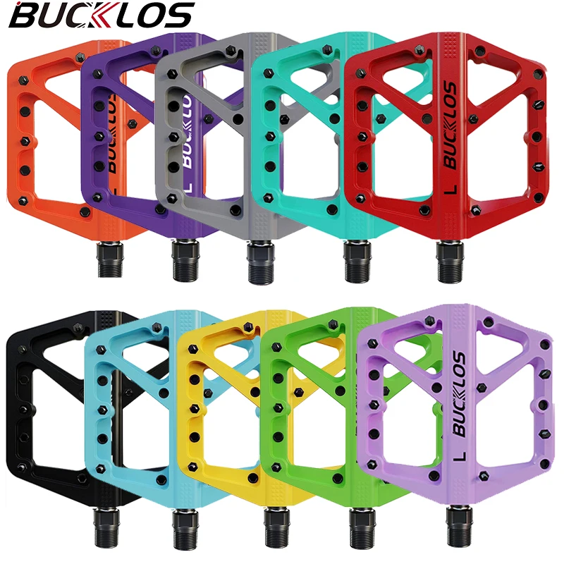 BUCKLOS Bike Pedals Ultralight Nylon Bicycle Pedals Double Bearing Mountain Bike Pedal Anti-slip MTB Pedal Bicycle Part